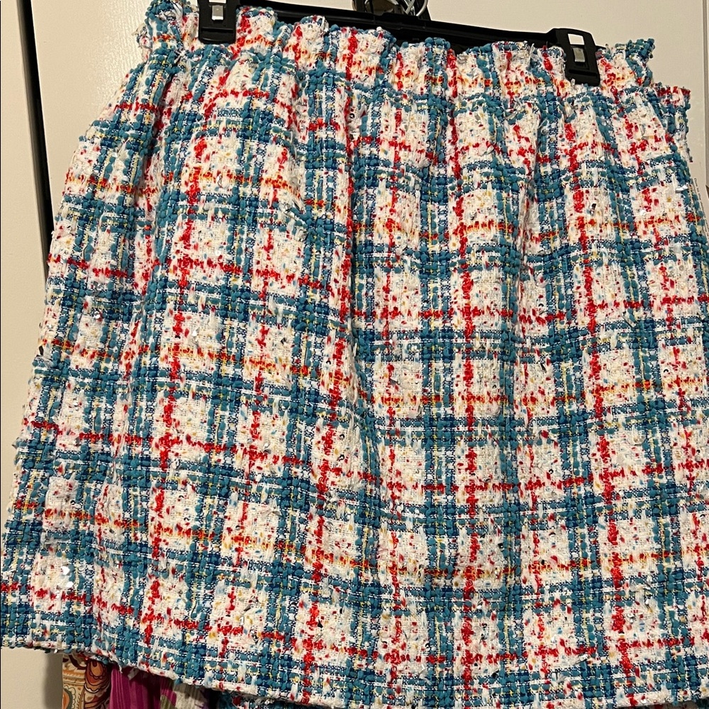 Stylish Blue and Red Plaid Mini Skirt
